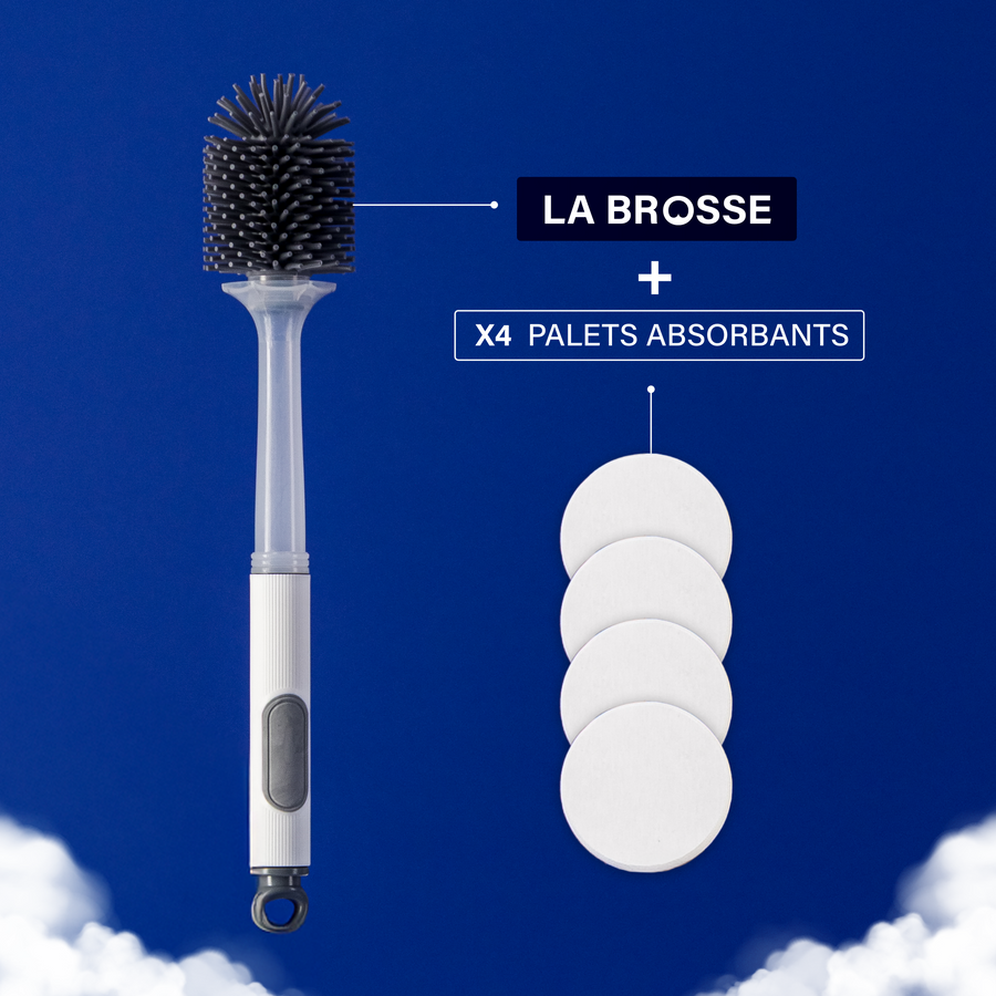 Brosse de toilette + Pack de 4 palets absorbants